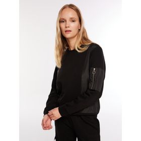 Fabrika F3WL-SWT3 Bisiklet Yaka Düz Siyah Kadın Sweatshirt