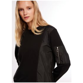 Fabrika F3WL-SWT3 Bisiklet Yaka Düz Siyah Kadın Sweatshirt