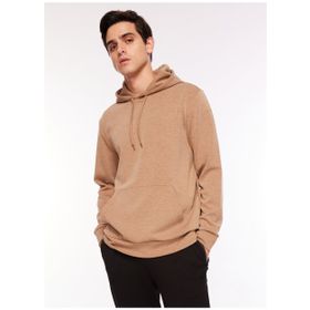 Fabrika F3WM-SWT127 Kapüşon Yaka Düz Açık Kahve Erkek Sweatshirt