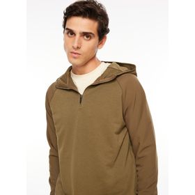 Fabrika F3WM-SWT129 Düz Haki Kapüşon Yaka Erkek Sweatshirt