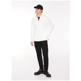 Fabrika F3WM-SWT131 Düz Kırık Beyaz Kapüşon Yaka Erkek Sweatshirt