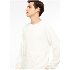 Fabrika F3WM-SWT135 Düz Kırık Beyaz Bisiklet Yaka Erkek Sweatshirt