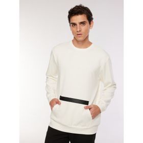 Fabrika F3WM-SWT137 Bisiklet Yaka Düz Kırık Beyaz Erkek Sweatshirt