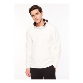Fabrika F3WM-SWT140 Kapüşon Yaka Düz Kırık Beyaz Erkek Sweatshirt