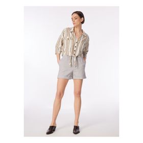 Fabrika F4SL-SHT0056 Gri Kadın Basic Keten Şort