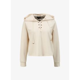 Fabrika F4SL-SWT0192 Açık Bej Kapüşon Yaka Düz Kadın Sweatshirt