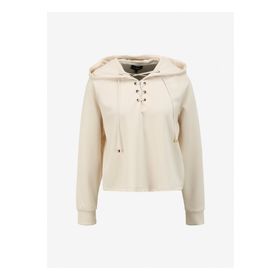 Fabrika F4SL-SWT0192 Açık Bej Kapüşon Yaka Düz Kadın Sweatshirt