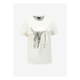 Fabrika F4SL-TST0289 Kırık Beyaz Bisiklet Yaka Basic Kadın T-shirt
