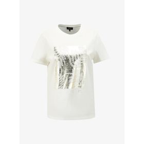 Fabrika F4SL-TST0289 Kırık Beyaz Bisiklet Yaka Basic Kadın T-shirt