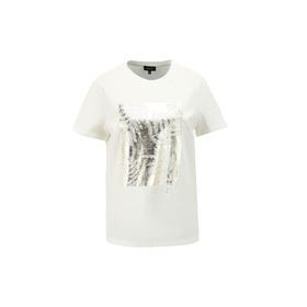 Fabrika F4SL-TST0289 Kırık Beyaz Bisiklet Yaka Basic Kadın T-shirt