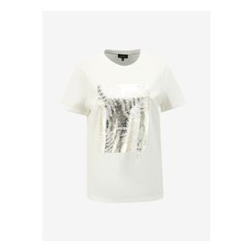 Fabrika F4SL-TST0289 Kırık Beyaz Bisiklet Yaka Basic Kadın T-shirt