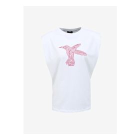 Fabrika F4SL-TST0328 Kırık Beyaz Bisiklet Yaka Geniş Fit Kadın T-shirt