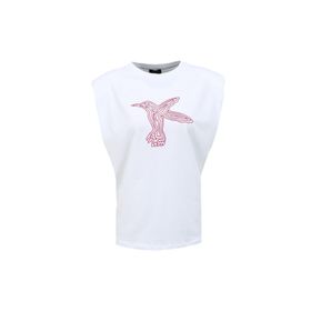 Fabrika F4SL-TST0328 Kırık Beyaz Bisiklet Yaka Geniş Fit Kadın T-shirt