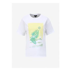 Fabrika F4SL-TST0356 Beyaz Bisiklet Yaka Basic Kadın T-shirt