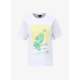 Fabrika F4SL-TST0356 Beyaz Bisiklet Yaka Basic Kadın T-shirt