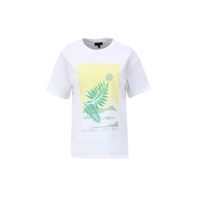 Fabrika F4SL-TST0356 Beyaz Bisiklet Yaka Basic Kadın T-shirt