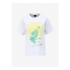 Fabrika F4SL-TST0356 Beyaz Bisiklet Yaka Basic Kadın T-shirt