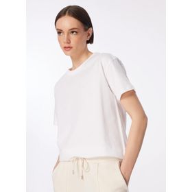 Fabrika F4SL-TST0358 Beyaz Bisiklet Yaka Basic Kadın T-shirt