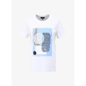 Fabrika F4SL-TST0362 Beyaz Bisiklet Yaka Basic Kadın T-shirt