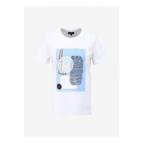 Fabrika F4SL-TST0362 Beyaz Bisiklet Yaka Basic Kadın T-shirt