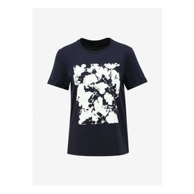 Fabrika F4SL-TST0670 Lacivert Bisiklet Yaka Baskılı Kadın T-shirt
