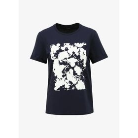 Fabrika F4SL-TST0670 Lacivert Bisiklet Yaka Baskılı Kadın T-shirt