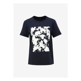 Fabrika F4SL-TST0670 Lacivert Bisiklet Yaka Baskılı Kadın T-shirt