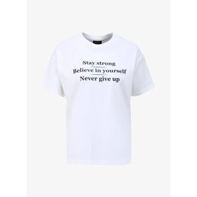 Fabrika F4SL-TST0752 Beyaz Bisiklet Yaka Basic Kadın T-shirt