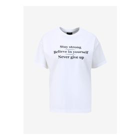 Fabrika F4SL-TST0752 Beyaz Bisiklet Yaka Basic Kadın T-shirt