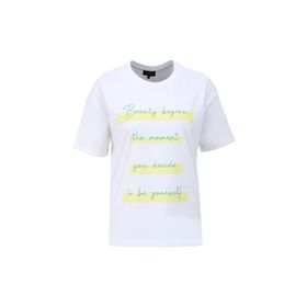 Fabrika F4SL-TST0911 Beyaz Bisiklet Yaka Basic Kadın T-shirt