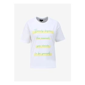 Fabrika F4SL-TST0911 Beyaz Bisiklet Yaka Basic Kadın T-shirt