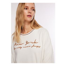 Fabrika FC3WL-SWT16 Comfort Bisiklet Yaka Nakışlı Ekru Kadın Sweatshirt