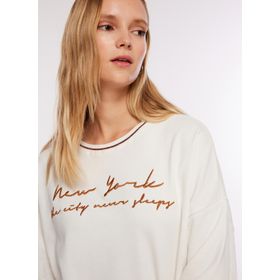 Fabrika FC3WL-SWT16 Comfort Bisiklet Yaka Nakışlı Ekru Kadın Sweatshirt