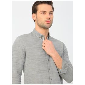 Fabrika Nonkar Düğmeli Basic Armürlü Haki Erkek Gömlek