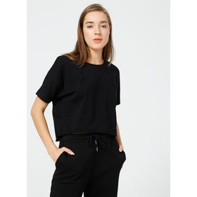 Fabrika Sports Bisiklet Yaka Siyah Baskılı Kadın T-Shirt