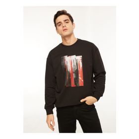 Fabrika Sports FS3WM-SWT259 Düz Siyah Bisiklet Yaka Erkek Sweatshirt