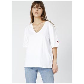 Fabrika Talita Beyaz V Yaka Kadın T-Shirt