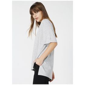 Fabrika Talita Gri Melanj V Yaka Kadın T-Shirt