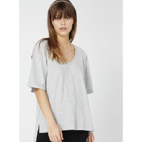 Fabrika Talita Gri Melanj V Yaka Kadın T-Shirt