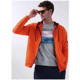 Fabrika Team Sports Kapüşon Yaka Düz Turuncu Erkek Sweatmont