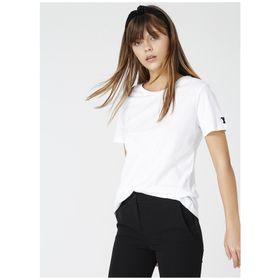 Fabrika Tengiz Beyaz Bisiklet Yaka Kadın T-Shirt