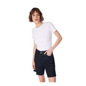 Fabrika Teo Bisiklet Yaka Basic Fitilli Beyaz Kadın T-shirt