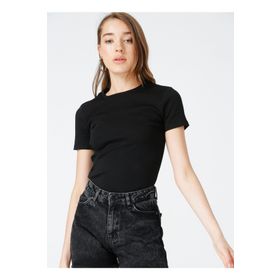 Fabrika TEO Bisiklet Yaka Basic Fitilli Kadın T-Shirt