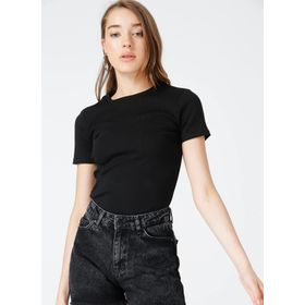 Fabrika TEO Bisiklet Yaka Basic Fitilli Kadın T-Shirt