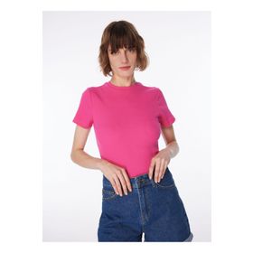 Fabrika Teo Fuşya Bisiklet Yaka Kadın T-shirt