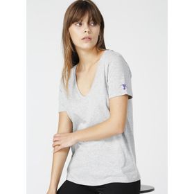Fabrika Teyo Gri Melanj V Yaka Kadın T-Shirt