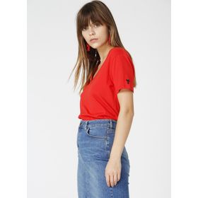 Fabrika Teyo Kırmızı V Yaka Kadın T-Shirt