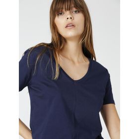 Fabrika Teyo Lacivert V Yaka Kadın T-Shirt