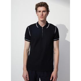 Fabrika Vidar Siyah Polo Yaka Jakarlı Erkek T-shirt