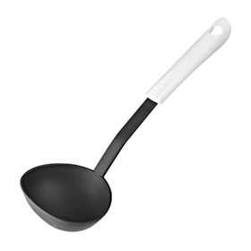 Fackelmann 28 cm Arcadalina Beyaz Naylon Kulplu Siyah Uçlu Kepçe